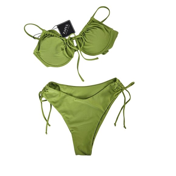 Zaful Womens 2 Piece Tie Front Cheeky Bikini Set Size S Sexy Beach Pool Vacation - Picture 5 of 12